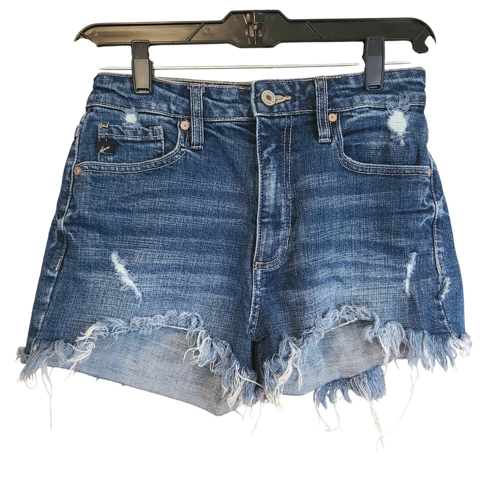 KanCan Denim Shorts Women 3/25 Blue Good Distressed High Rise Frayed KC8627D